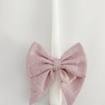 Krikšto žvakė su kaspinėliu "Pelenų rožinė"